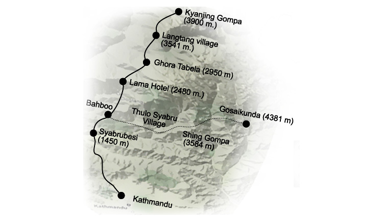 Langtang Valley trek Map